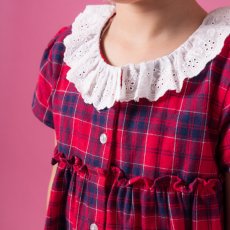 画像4: ティアード・レッドタータン・ドレス_6_8歳 (4)