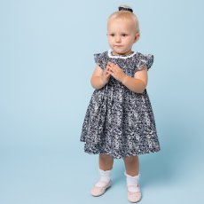 画像1: ダークブルーフラワー・ハンドスモック・ドレス_6_12ヶ月(身長 80-85cm) (1)