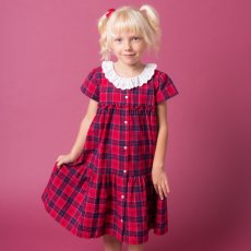 画像1: ティアード・レッドタータン・ドレス_6_8歳 (1)
