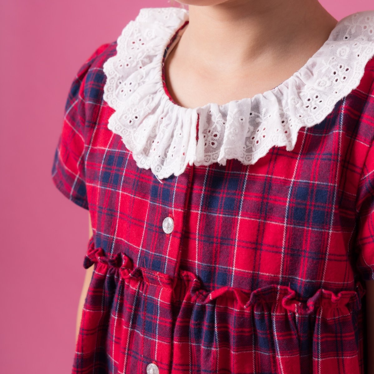 画像4: ティアード・レッドタータン・ドレス_5_6歳(身長 108-114cm) (4)