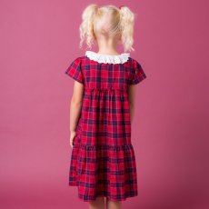 画像3: ティアード・レッドタータン・ドレス_6_8歳 (3)