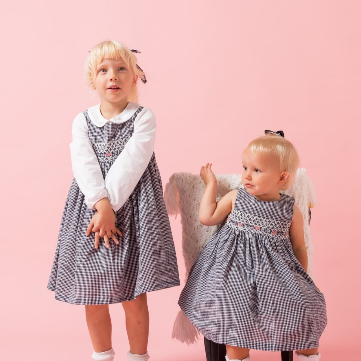 画像15: ダークブルー・ギンガムチェック・ハンドスモック・ドレス_4_5歳(身長 103-108cm) (15)
