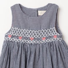 画像9: ダークブルー・ギンガムチェック・ハンドスモック・ドレス_3_4歳(身長 98-103cm) (9)