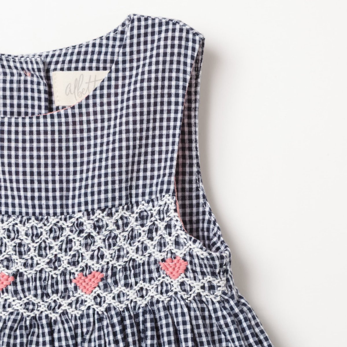 画像10: ダークブルー・ギンガムチェック・ハンドスモック・ドレス_1_2歳(身長 85-92cm) (10)
