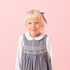 画像5: ダークブルー・ギンガムチェック・ハンドスモック・ドレス_5_6歳(身長 108-114cm) (5)