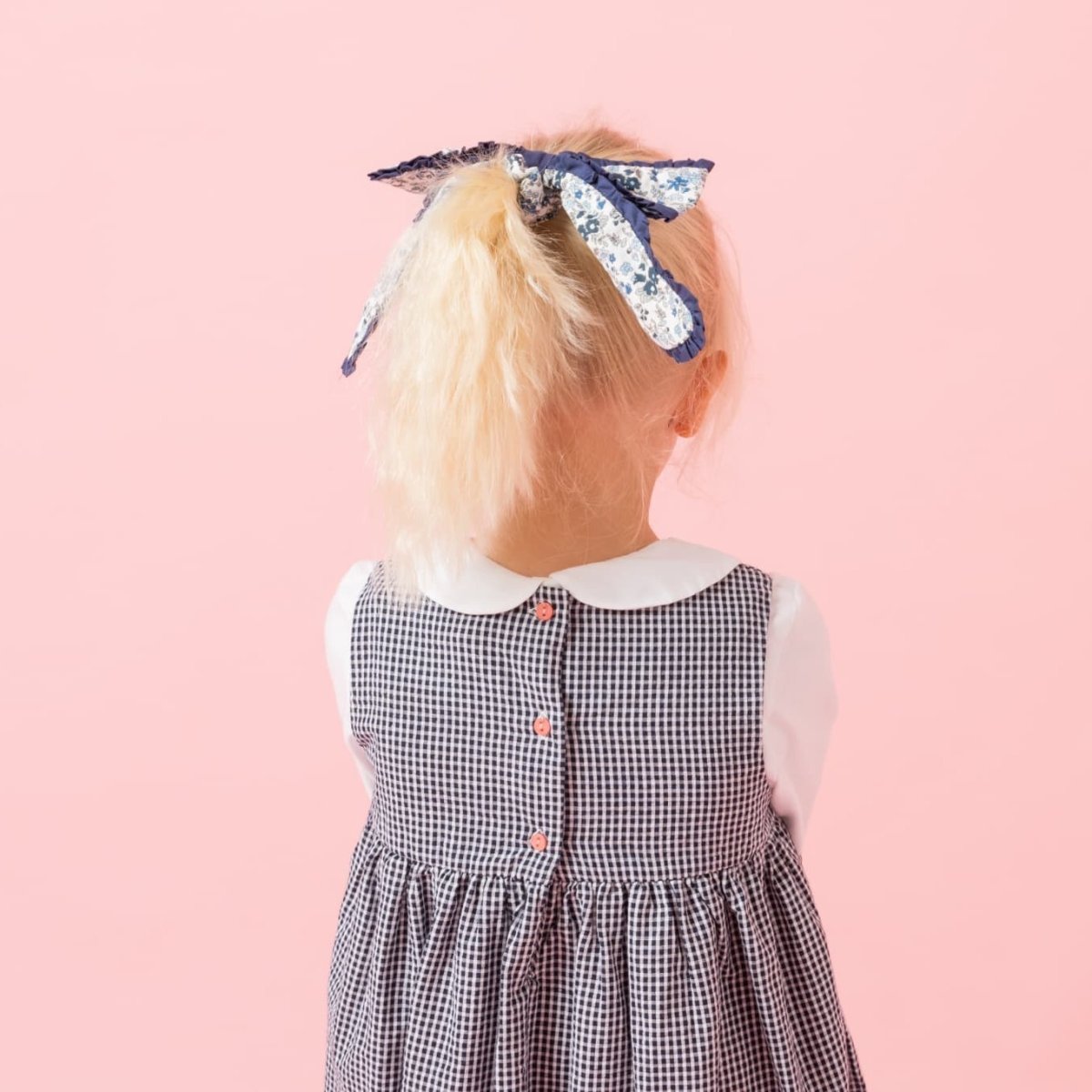 画像6: ダークブルー・ギンガムチェック・ハンドスモック・ドレス_1_2歳(身長 85-92cm) (6)