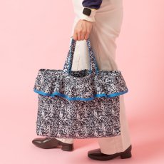 画像3: ネイビーフローラル・フリルキルティング・バッグ (3)