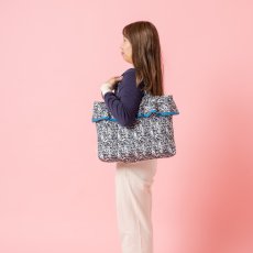 画像1: ネイビーフローラル・フリルキルティング・バッグ (1)