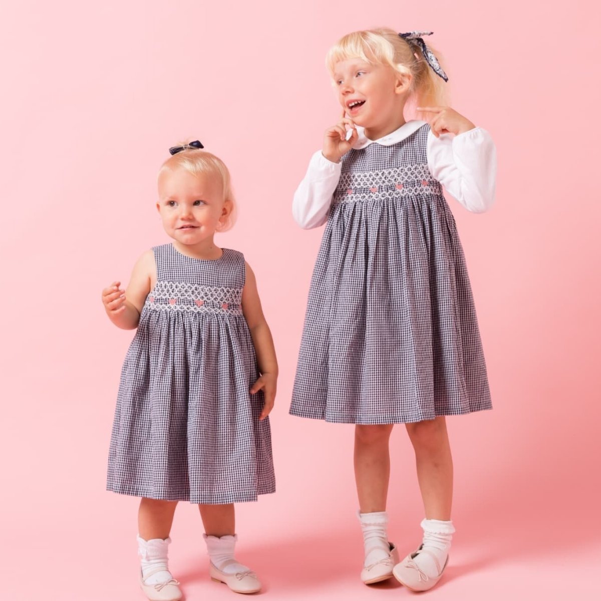 画像15: ダークブルー・ギンガムチェック・ハンドスモック・ドレス_2_3歳(身長 92-98cm) (15)