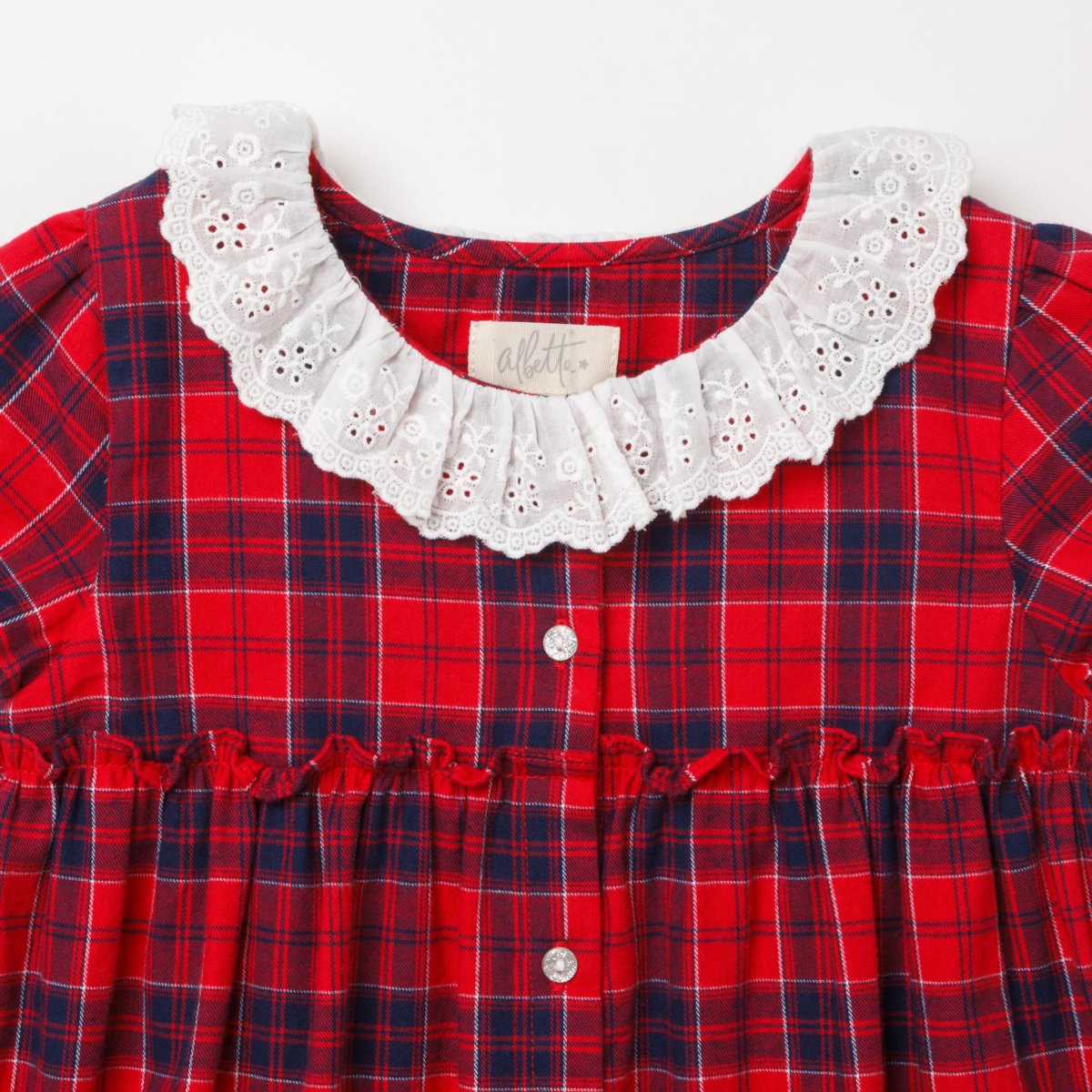 画像8: ティアード・レッドタータン・ドレス_1_2歳(身長 85-92cm) (8)
