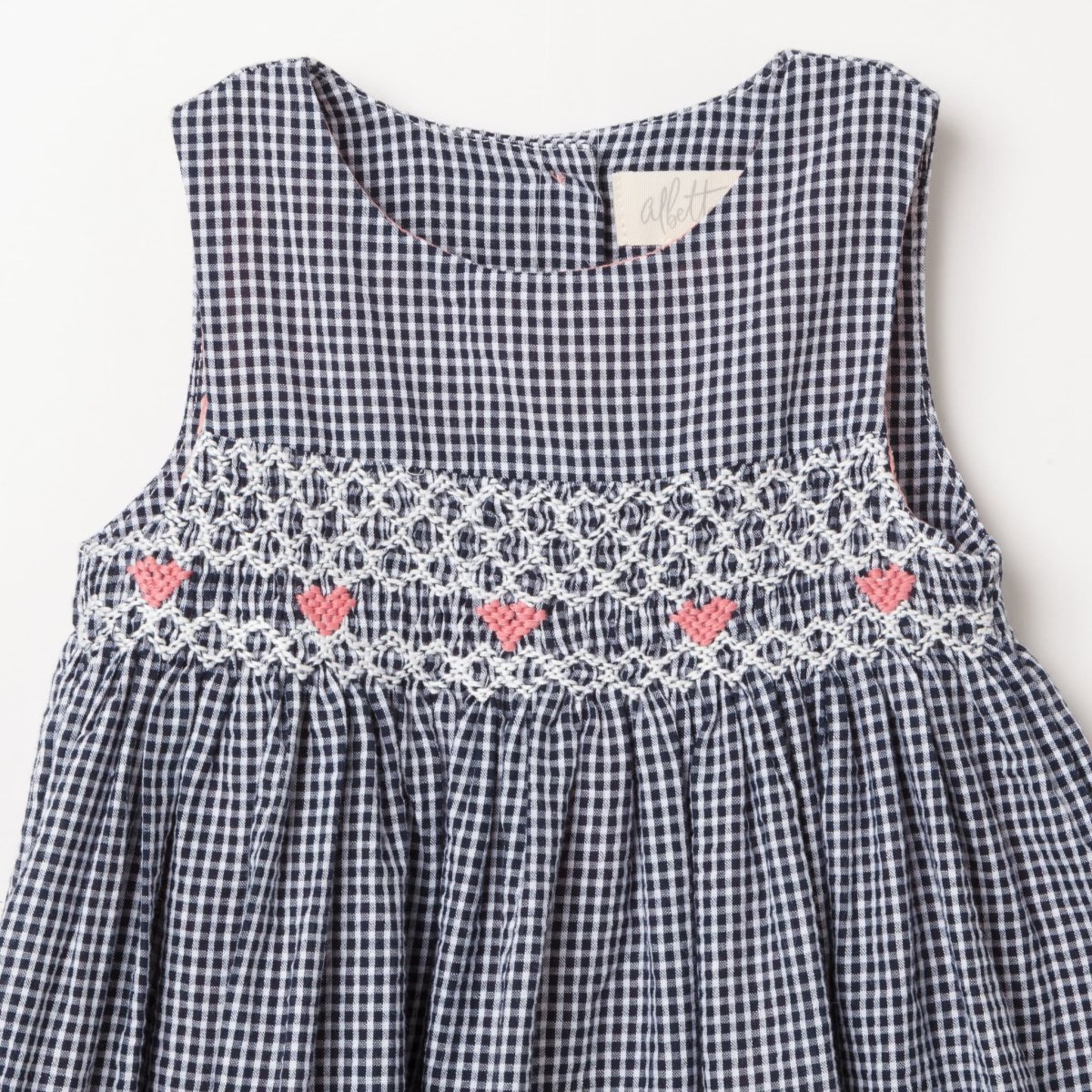 画像9: ダークブルー・ギンガムチェック・ハンドスモック・ドレス_6_12ヶ月(身長 80-85cm) (9)