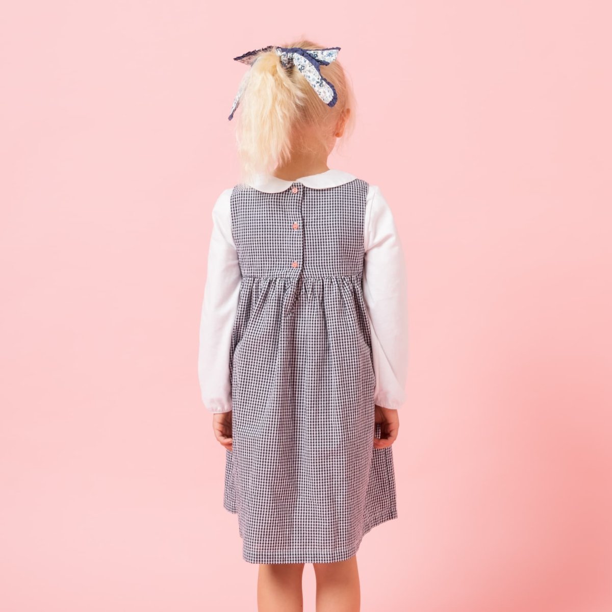 画像3: ダークブルー・ギンガムチェック・ハンドスモック・ドレス_4_5歳(身長 103-108cm) (3)