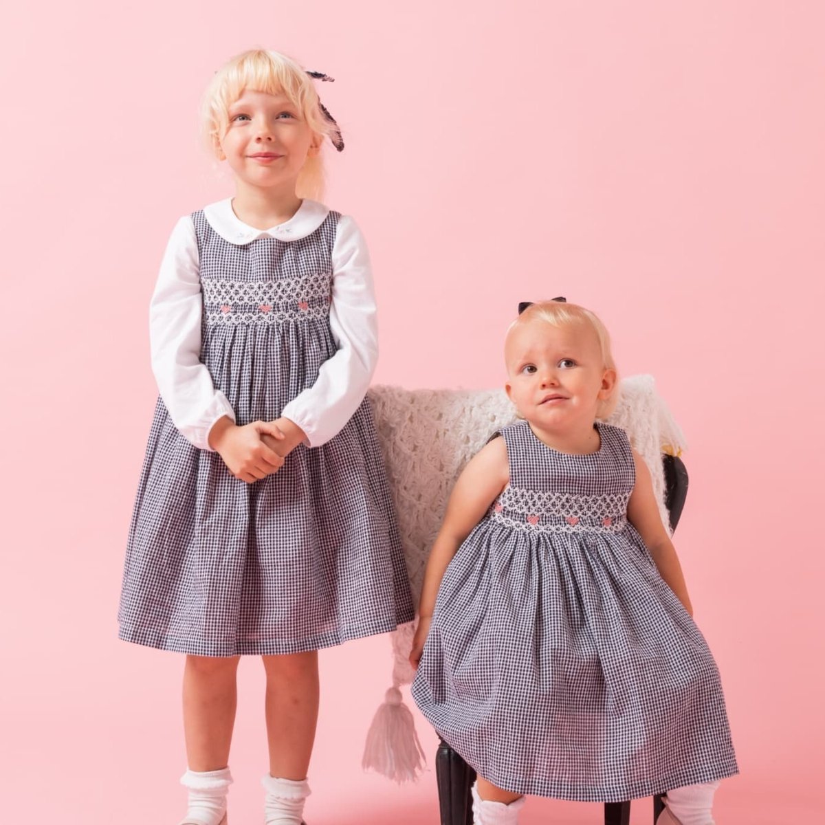 画像14: ダークブルー・ギンガムチェック・ハンドスモック・ドレス_6_12ヶ月(身長 80-85cm) (14)