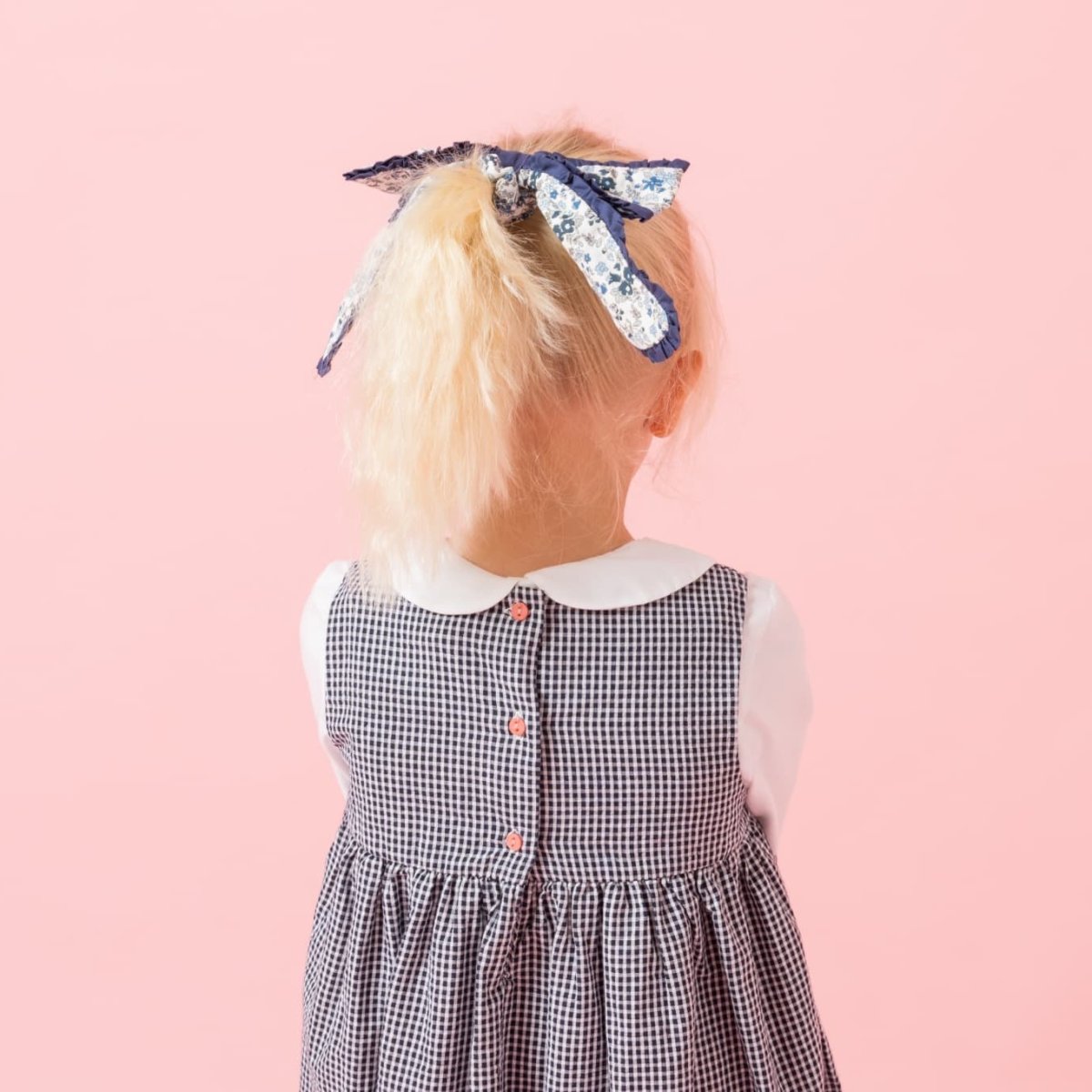 画像6: ダークブルー・ギンガムチェック・ハンドスモック・ドレス_2_3歳(身長 92-98cm) (6)
