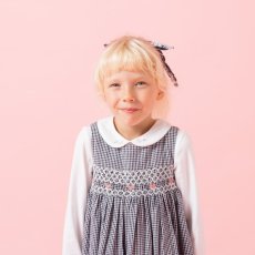 画像5: ダークブルー・ギンガムチェック・ハンドスモック・ドレス_2_3歳(身長 92-98cm) (5)