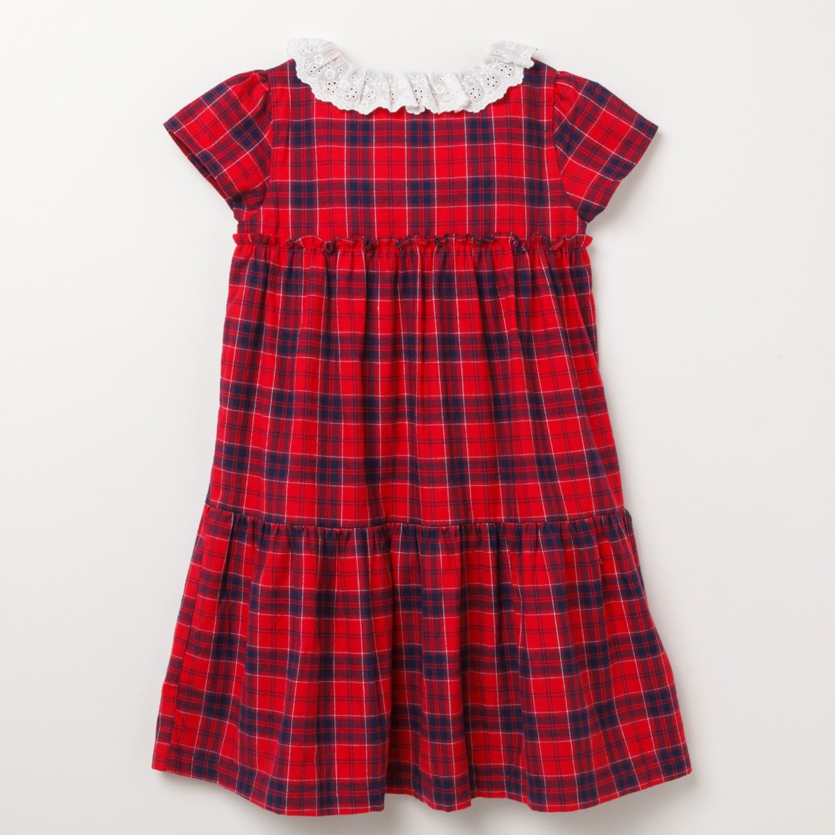 画像7: ティアード・レッドタータン・ドレス_3_4歳(身長 98-103cm) (7)