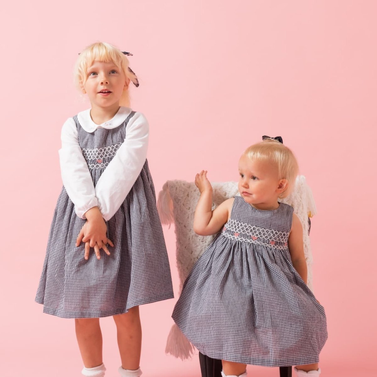画像16: ダークブルー・ギンガムチェック・ハンドスモック・ドレス_2_3歳(身長 92-98cm) (16)