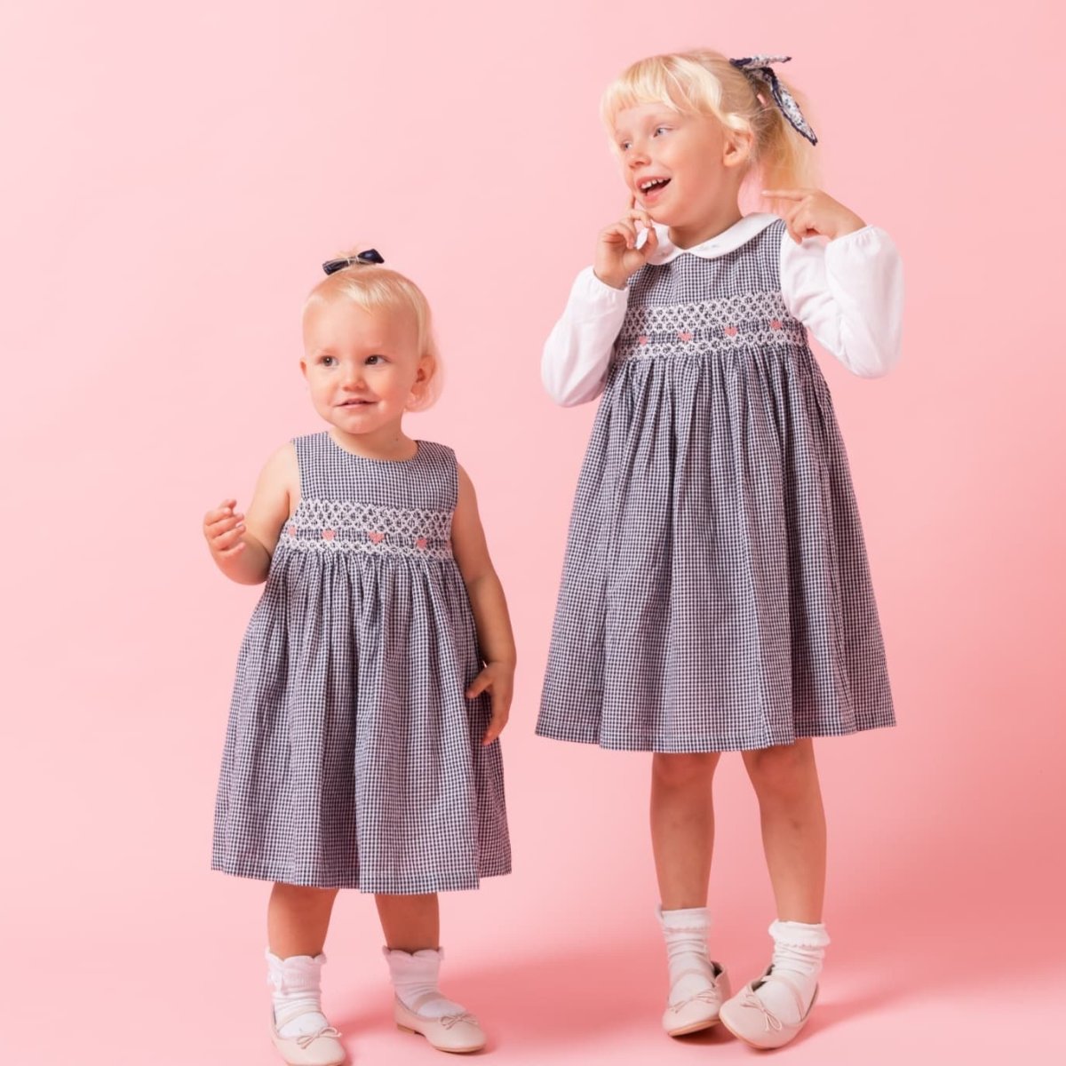 画像14: ダークブルー・ギンガムチェック・ハンドスモック・ドレス_3_4歳(身長 98-103cm) (14)