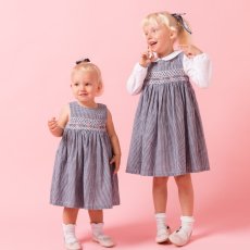 画像14: ダークブルー・ギンガムチェック・ハンドスモック・ドレス_3_4歳(身長 98-103cm) (14)