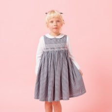 画像1: ダークブルー・ギンガムチェック・ハンドスモック・ドレス_1_2歳(身長 85-92cm) (1)