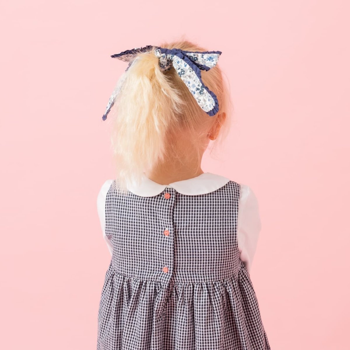 画像6: ダークブルー・ギンガムチェック・ハンドスモック・ドレス_4_5歳(身長 103-108cm) (6)