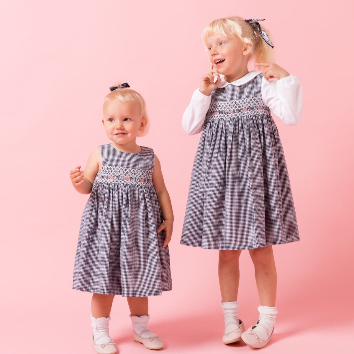 画像14: ダークブルー・ギンガムチェック・ハンドスモック・ドレス_5_6歳(身長 108-114cm) (14)