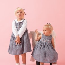 画像15: ダークブルー・ギンガムチェック・ハンドスモック・ドレス_5_6歳(身長 108-114cm) (15)