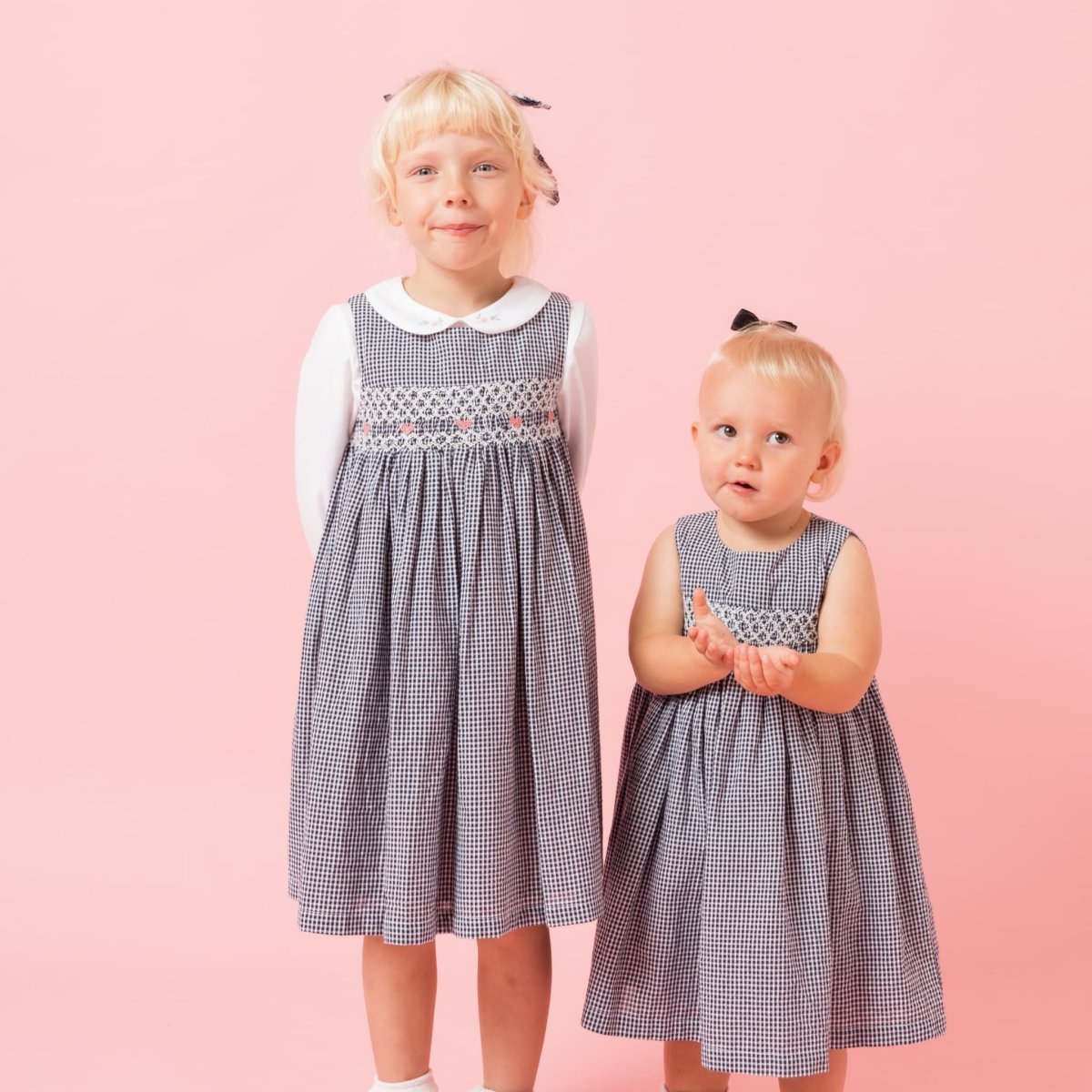 画像14: ダークブルー・ギンガムチェック・ハンドスモック・ドレス_2_3歳(身長 92-98cm) (14)