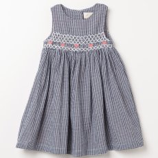 画像7: ダークブルー・ギンガムチェック・ハンドスモック・ドレス_2_3歳(身長 92-98cm) (7)