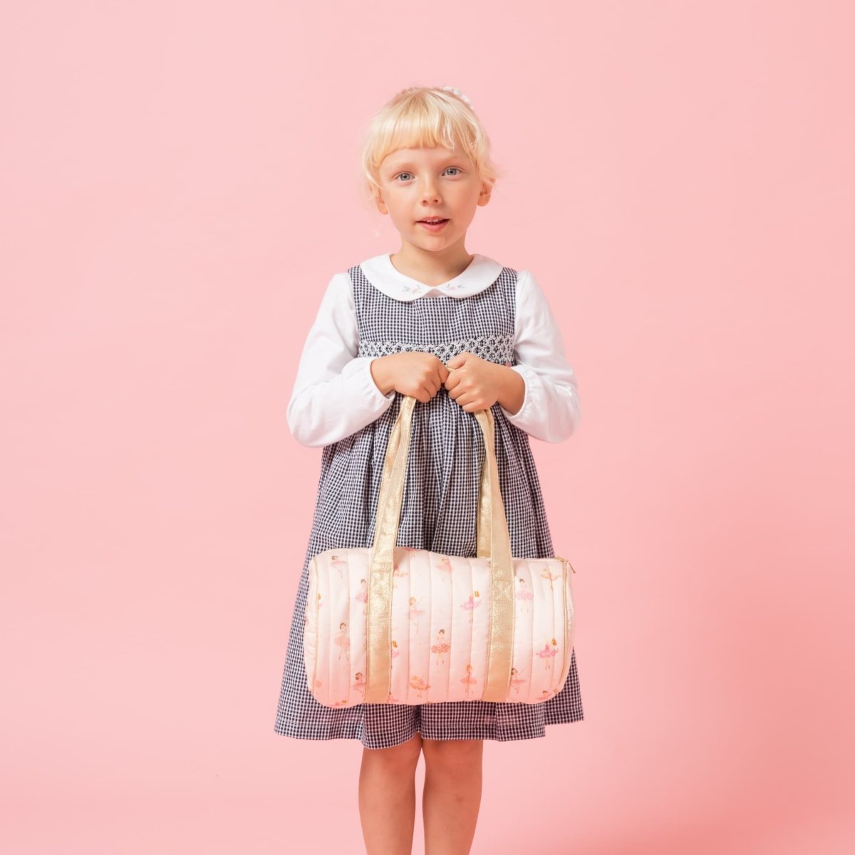 画像1: ブラッシュ・バレリーナ・プリントキルティング・ダッフルバッグ (1)