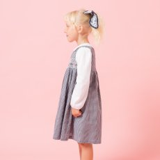 画像2: ダークブルー・ギンガムチェック・ハンドスモック・ドレス_5_6歳(身長 108-114cm) (2)