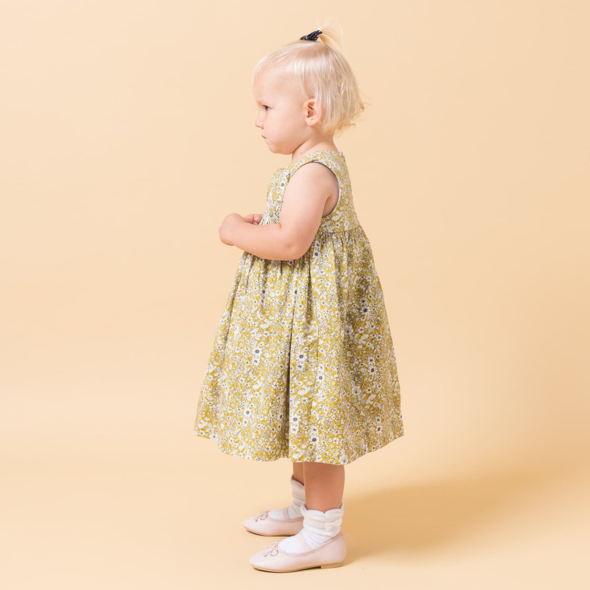 画像4: イエローフローラル・プリントハンドスモック・ドレス_1_2歳(身長 85-92cm) (4)