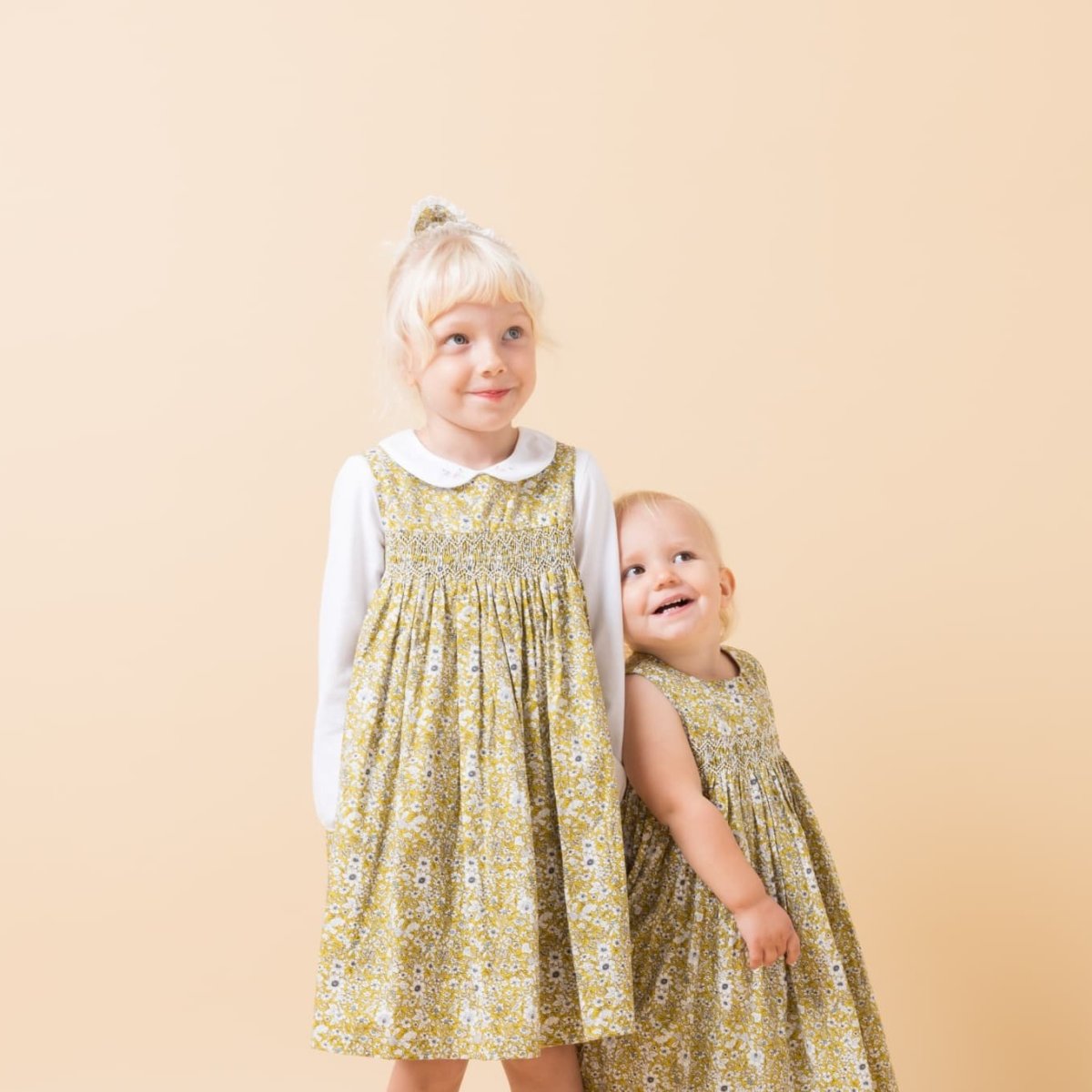 画像9: イエローフローラルプリント・ハンドスモック・ドレス_5_6歳(身長 108-114cm) (9)