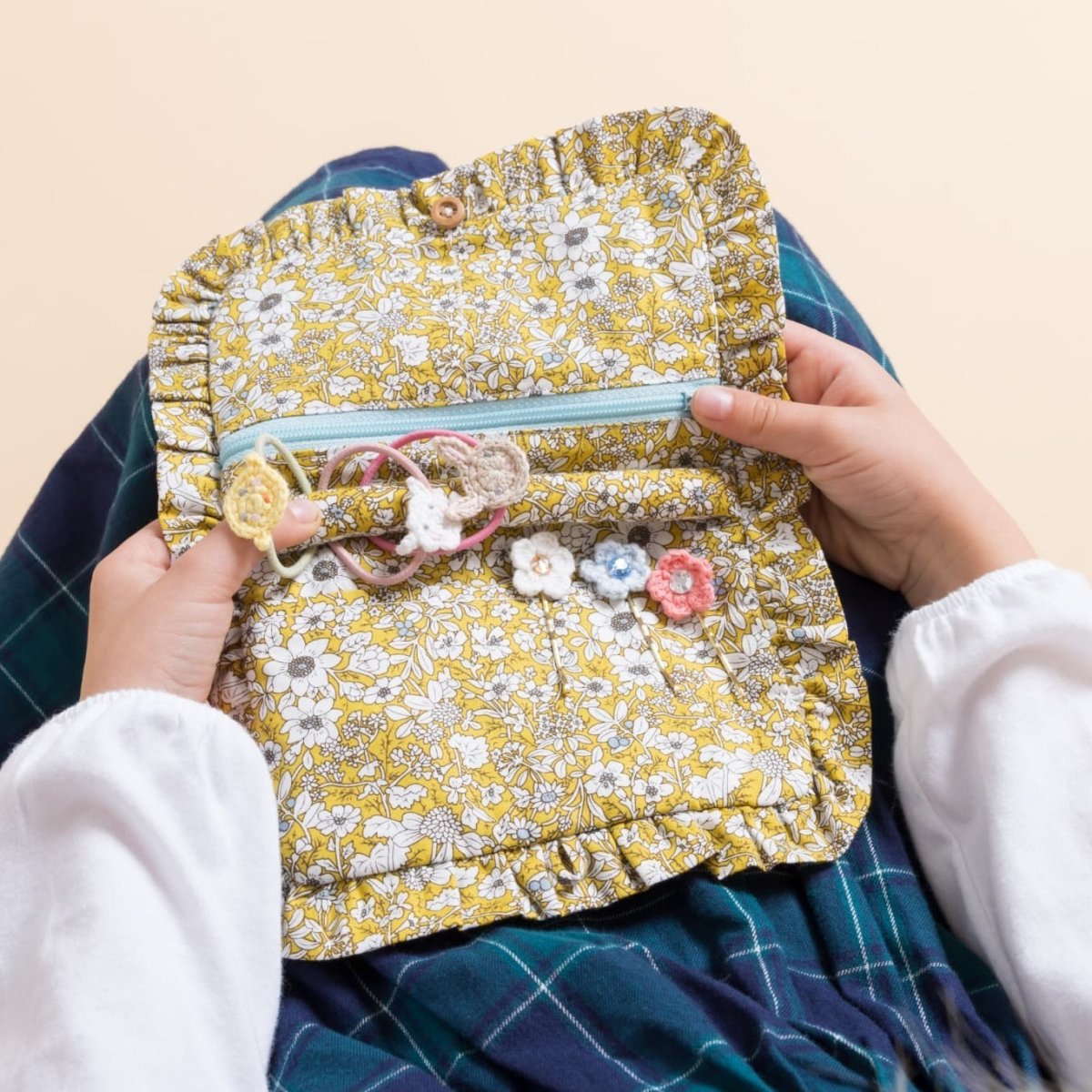 画像2: マスタードフローラル・ジュエリ・ーポーチ (2)