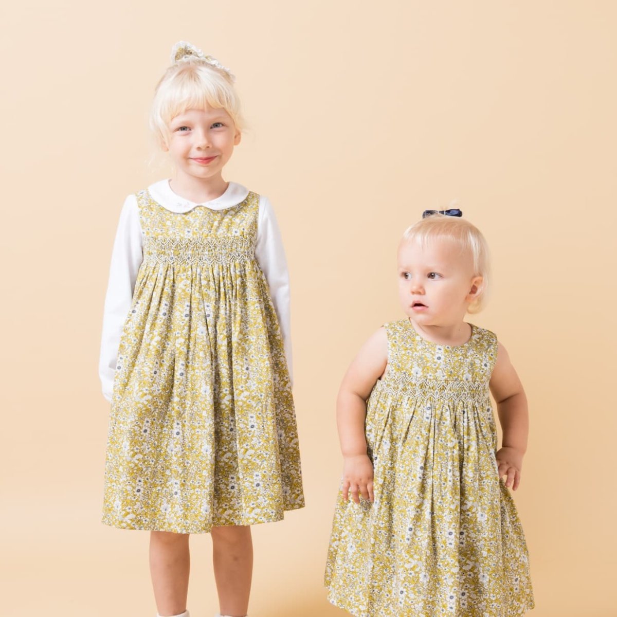 画像8: イエローフローラルプリント・ハンドスモック・ドレス_4_5歳(身長 103-108cm) (8)