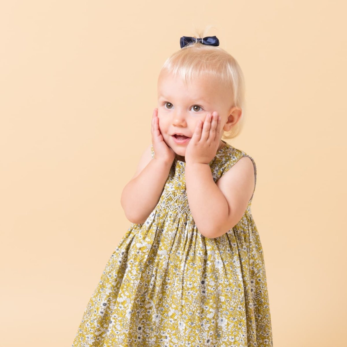 画像5: イエローフローラルプリント・ハンドスモック・ドレス_5_6歳(身長 108-114cm) (5)