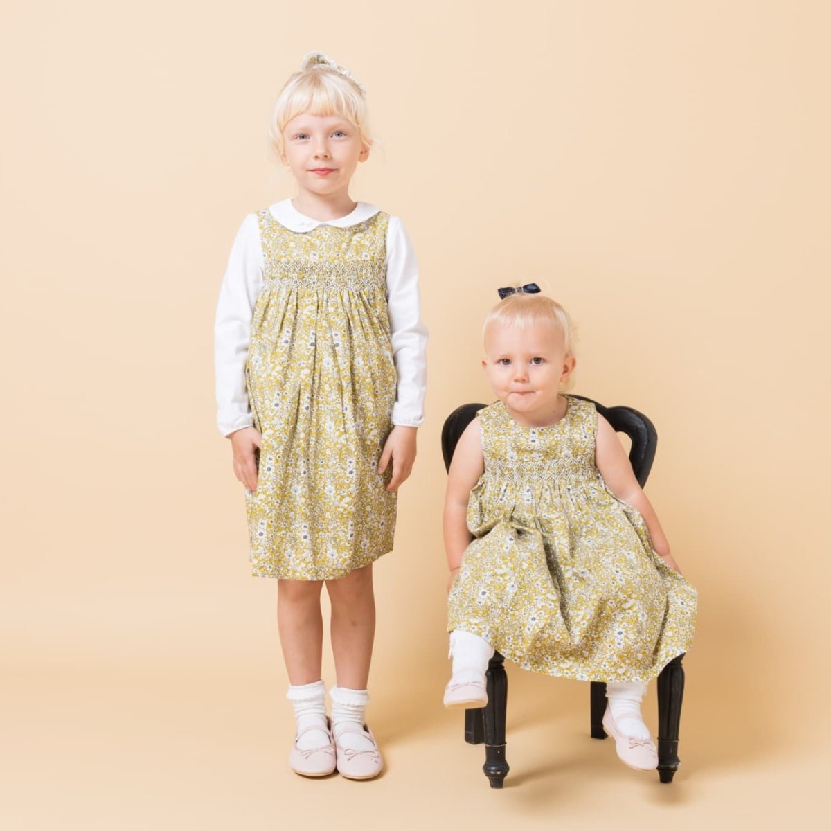 画像10: イエローフローラルプリント・ハンドスモック・ドレス_4_5歳(身長 103-108cm) (10)