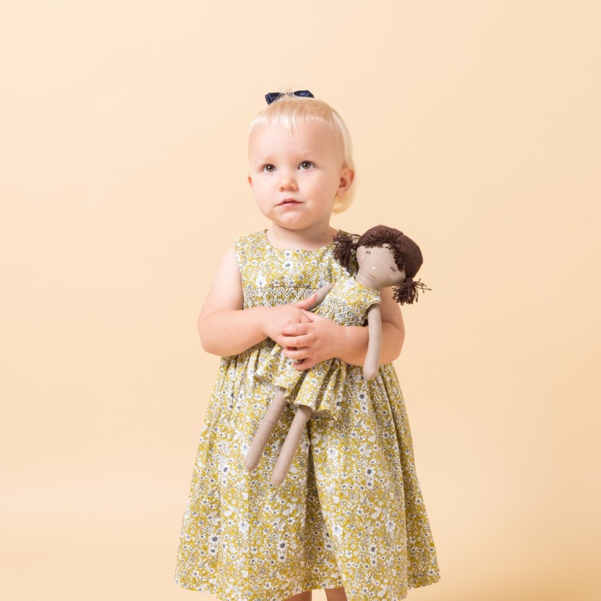 画像6: イエローフローラルプリント・ハンドスモック・ドレス_2_3歳(身長 92-98cm) (6)