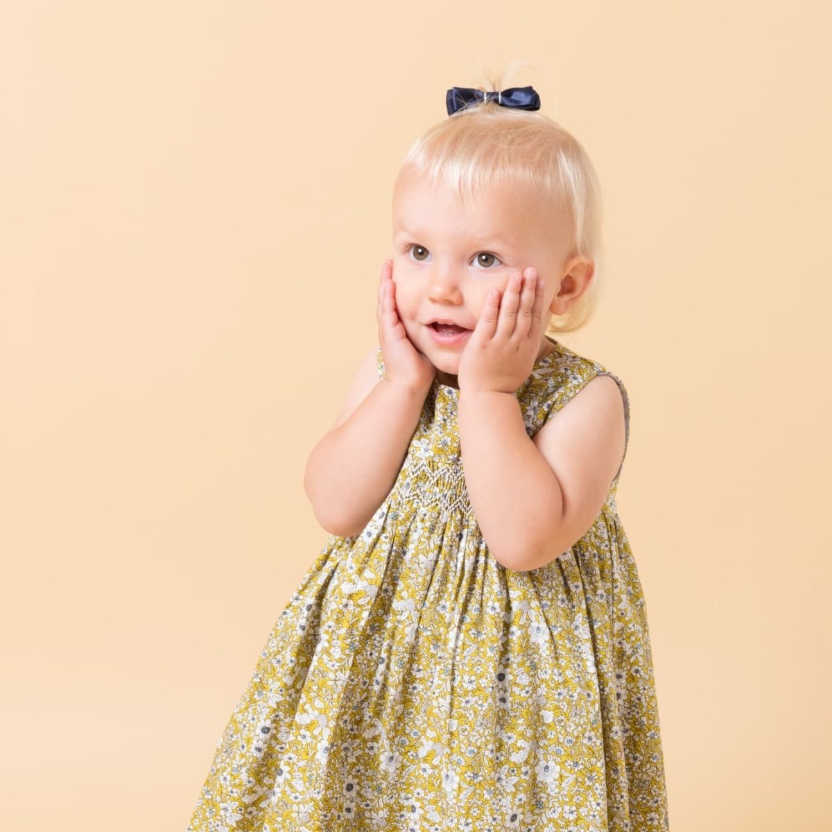 画像5: イエローフローラルプリント・ハンドスモック・ドレス_3_4歳(身長 98-103cm) (5)