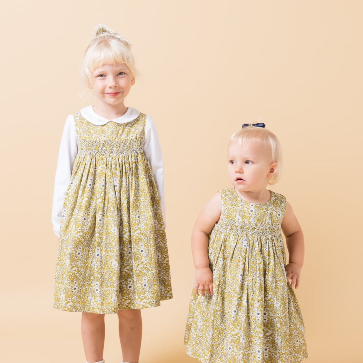 画像8: イエローフローラル・プリントハンドスモック・ドレス_1_2歳(身長 85-92cm) (8)