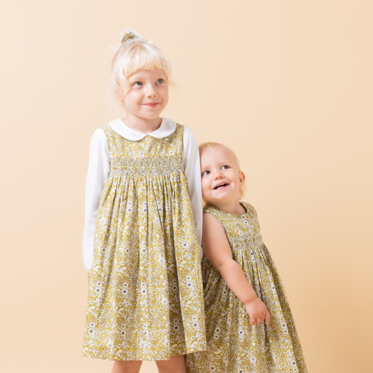 画像9: イエローフローラルプリント・ハンドスモック・ドレス_3_4歳(身長 98-103cm) (9)