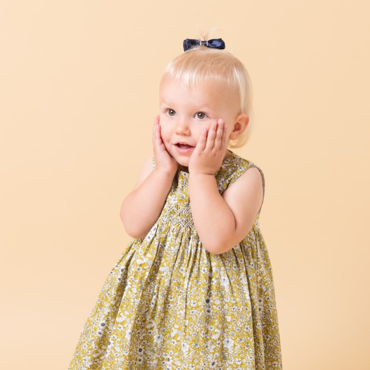 画像5: イエローフローラル・プリントハンドスモック・ドレス_1_2歳(身長 85-92cm) (5)