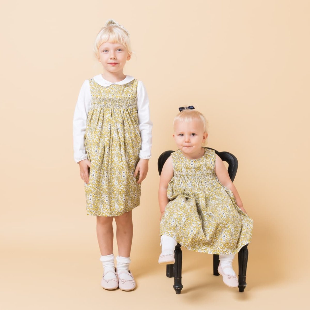 画像10: イエローフローラル・プリントハンドスモック・ドレス_1_2歳(身長 85-92cm) (10)