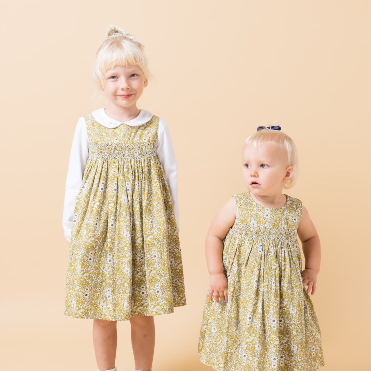 画像8: イエローフローラルプリント・ハンドスモック・ドレス_5_6歳(身長 108-114cm) (8)