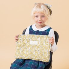 画像3: マスタードフローラル・キルティング・13インチ・ラップトップケース (3)