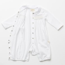 画像12: ハンドスモッキング・アムール・ホワイトジャージー（女の子用）_70cm (12)