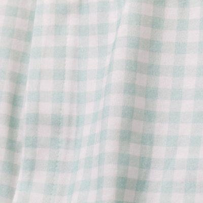 画像1: 気球刺繍・グリーンギンガム・ロンパース_70cm