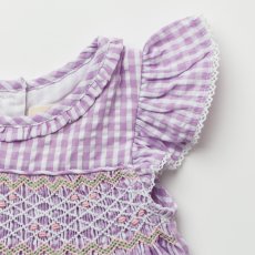 画像9: ラベンダーギンガム・ハンドスモッキングワンピース_6_12ヶ月用(身長 80-85cm) (9)