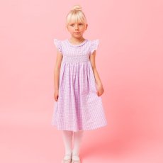 画像2: ラベンダーギンガム・ハンドスモッキングワンピース_6_12ヶ月用(身長 80-85cm) (2)