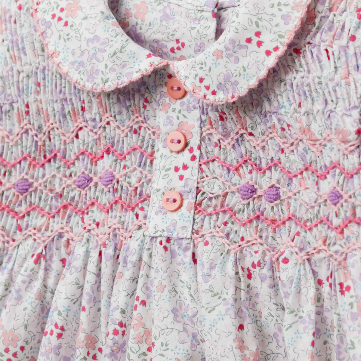 画像11: ワイルドフラワープリント・ハンドスモッキング・ワンピース_6〜12ヶ月(80-85cm) (11)